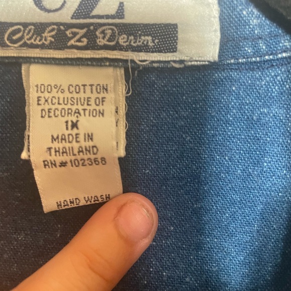 Club Z Denim Vintage 80s 90s Embroidered Denim Shirt w/Accent Beading Size 1XL - Picture 2 of 9